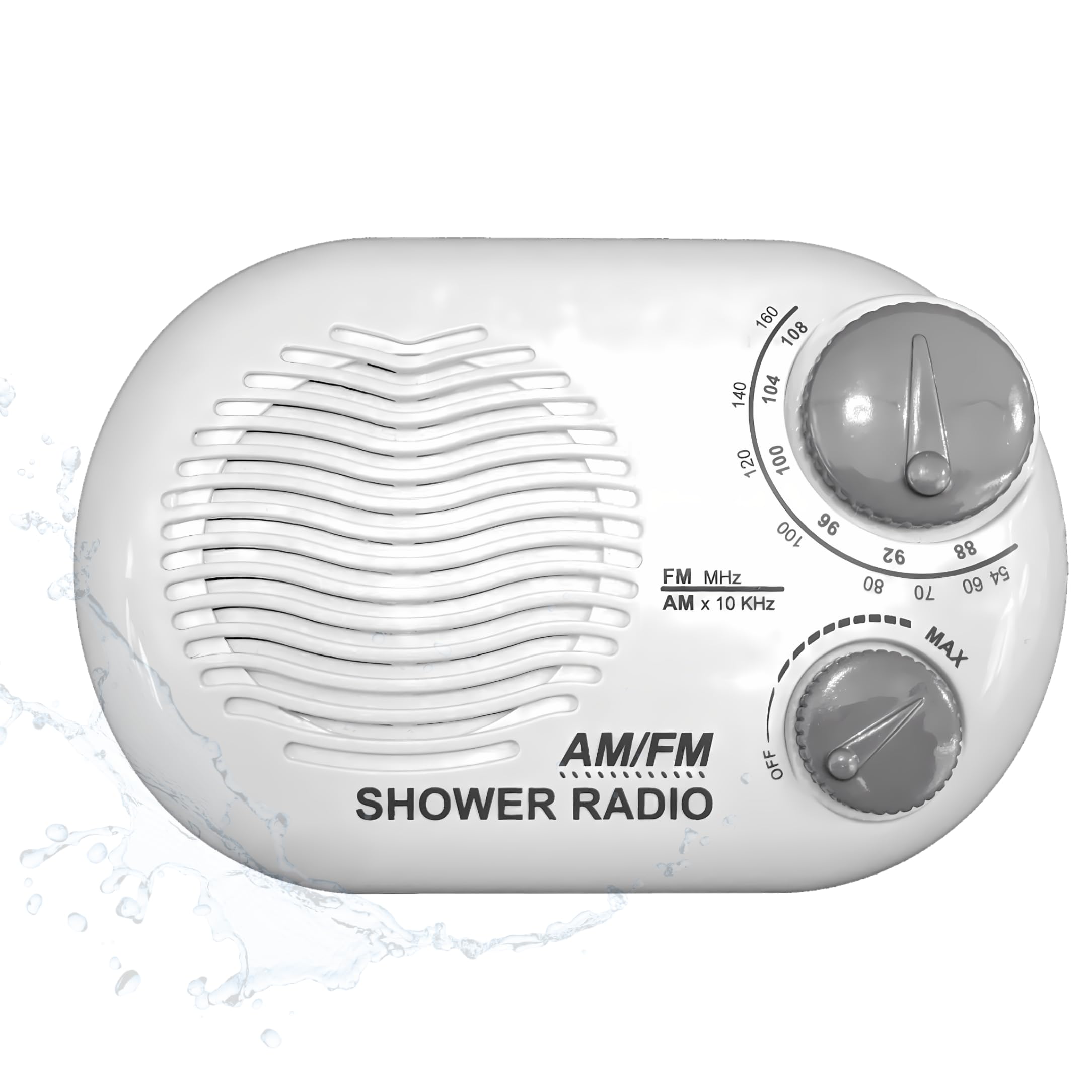 Photo 1 of Ken-Tech Shower Radio - Includes Carrying or Hanging Strap. Portable Design Perfect for Bathroom, Kitchen, and Outdoor. Built in Speaker, Battery Operated Radio