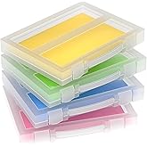 CraftGenes Scrapbook Paper Storage, 4 Pack Stackable Craft Organizers with Handle, Fits More 8.5x11 and School Projects Box, Paper Organizer Storage for Office & Home Organization