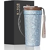 ZING TTI Titanium Travel Coffee/Water Cup,17oz, Leak-Proof Lid Vacuum Insulated Cup for Hot/Cold Drinks - Keeps Coffee, Tea, Beer Temperature | Gift Box Ready (Blue)