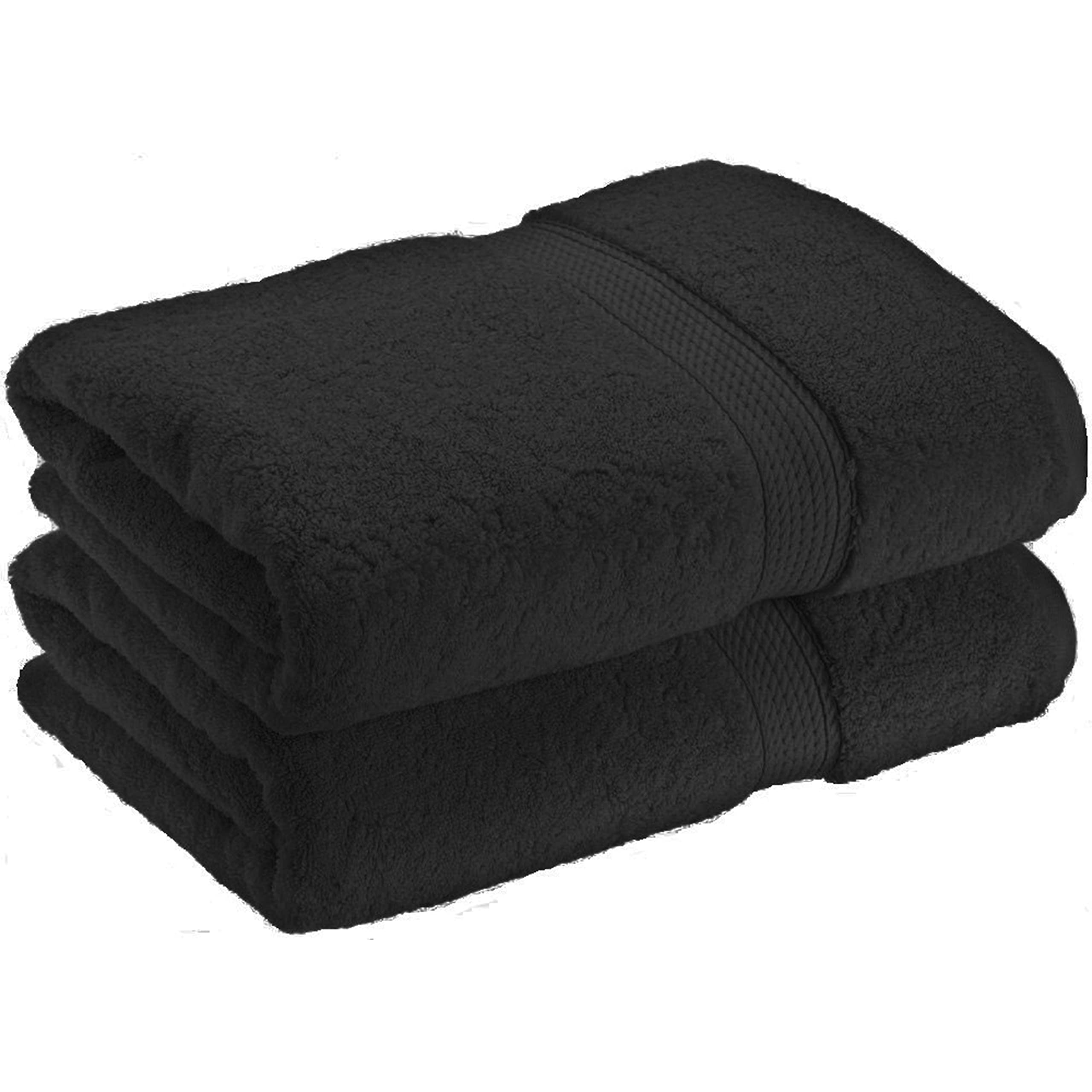 NAUSHA 2 x Super Large Bath Sheets Towels(80 x 140cm) 100% Egyptian Cotton 600 GSM (Charcoal Black)