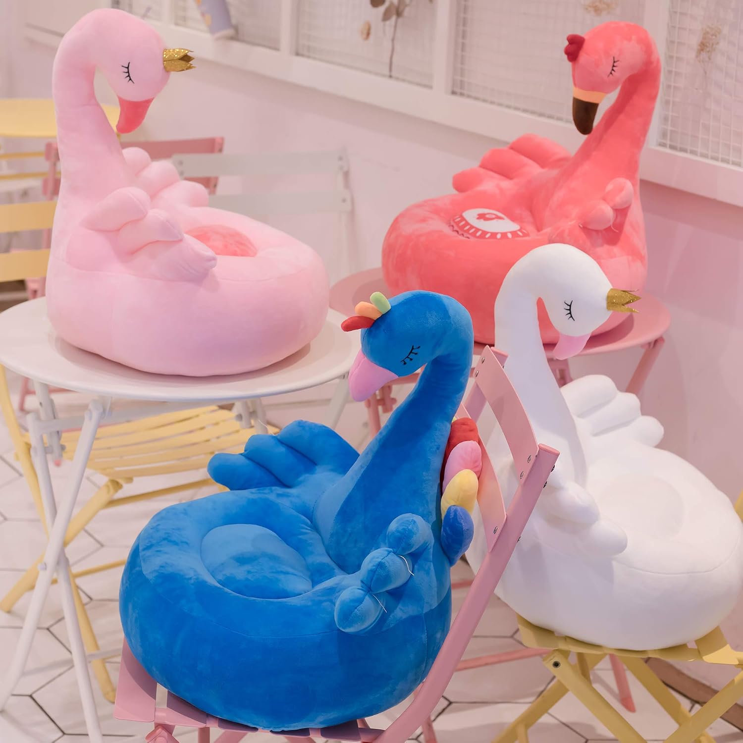 Napravi Rs Vercart Canape Fauteuil Enfant Personnalise Chaise Cartoon Rembourree Mignon Cadeau Danniversaire Bapteme Fille Garcon Bebe 60cm Cygne Blanc Chaises Et Fauteuils Chambre D Enfant