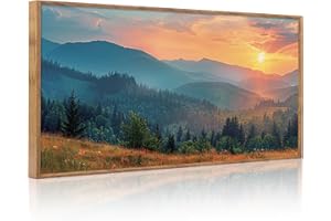 CHDITB Boho Mountain Sunset Landscape Framed Wall Art(40"x20"), Large Green Blue Ridge Grand Teton National Park Canvas Artwo