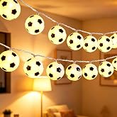 Football String Lights, 10FT 20LED Soccer Ball Fairy Lights for Party Decor | Sport Ball String Lights,USB and Battery Power Optional(Not Include) 2 Flashing Modes Night Lights Indoor for Home Yard Patio