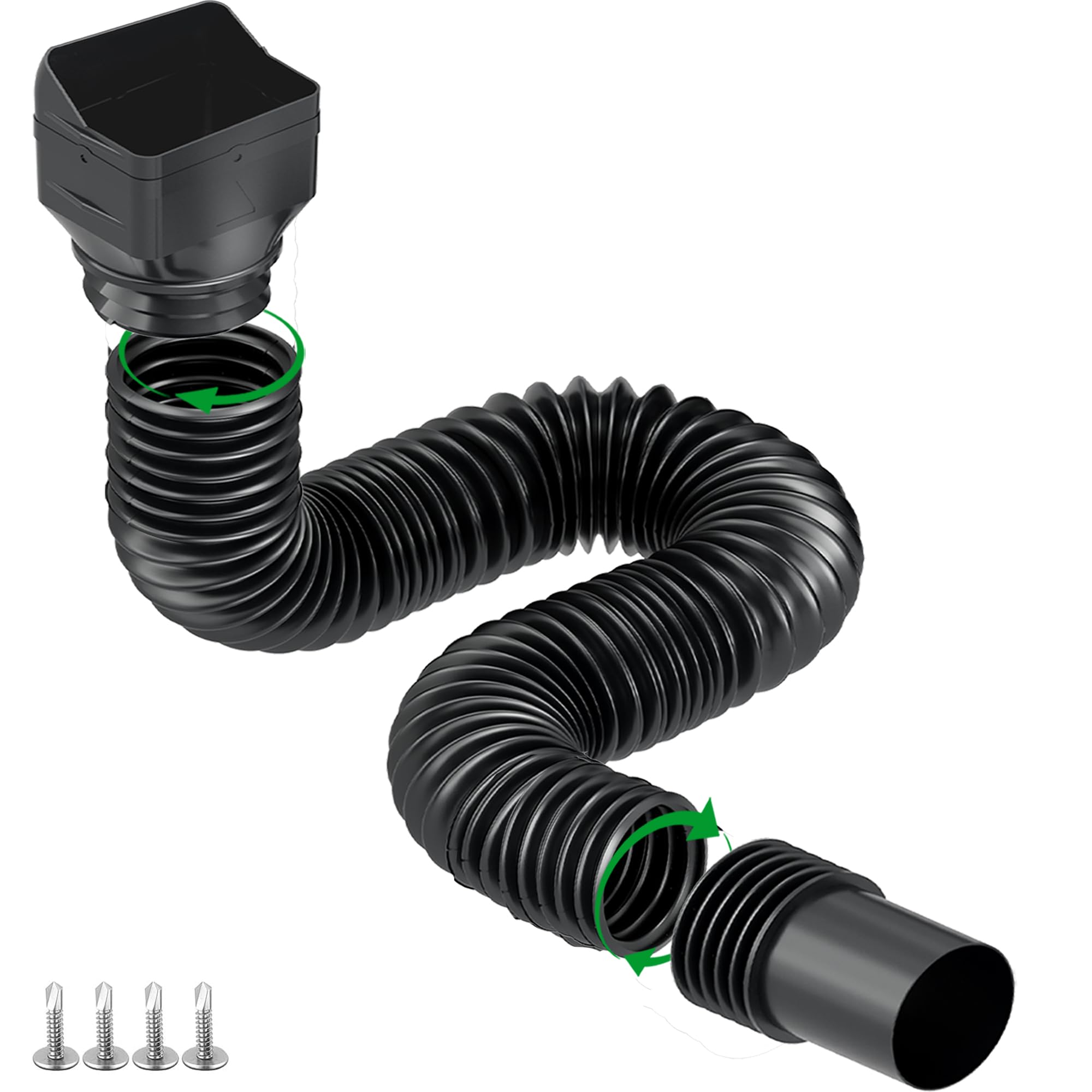 Photo 1 of Binazon 1 Pack Black-Rain Gutter Downspout Extensions, Downspout Extender for Rainwater Drainage Flexible, Down Spout Drain Extension Pipe, Extendable from 21 to 62 Inches (Fit 4"x 3" downspouts)