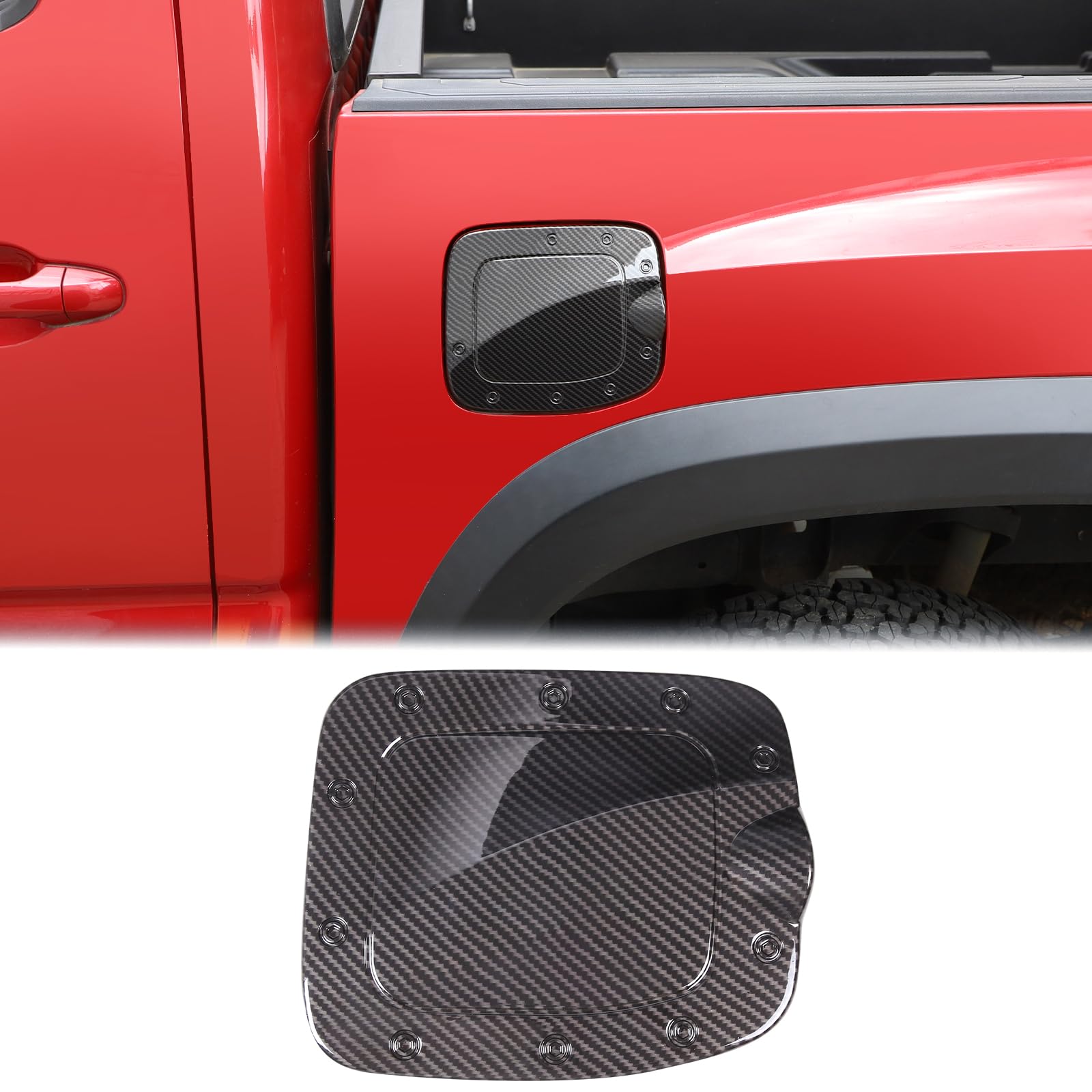 Photo 1 of Aunginsy Car Fuel Tank Cap Trim Cover Compatible with Toyota Tacoma 2016-2023 Pickup Fuel Filler Oil Gas Cap Door Scratches Protection Lid Cover Decorative ABS Exterior Accessories, Only Fit 5ft Bed