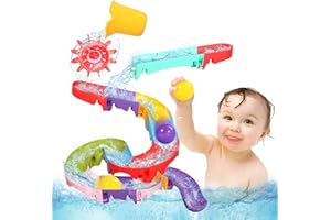 Fajiabao Toddler Bath Toys for Kids Ages 1-3 2-4 Mold Free Bathtub Toys DIY Slippery Slide Track Fun Baby Shower Toys Christmas Birthday Gift for Boys Girls Bath Time 1 2 3 4 5 6