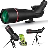 25–75x80 HD Spotting Scope for Bird Watching & Target Shooting, BAK4 Prism Angled Spotter Scope with Tripod & iPhone Adapter, Waterproof Fogproof Birding Scope for Hunting & Wildlife Viewing
