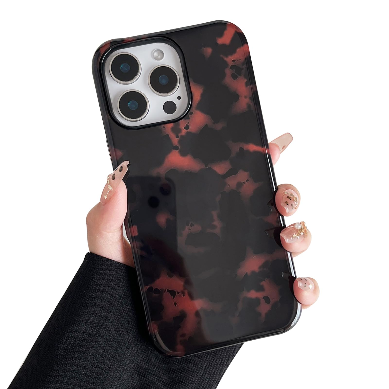 Sayoaho Compatible with iPhone 14/15Plus Case, Classic Brown Print Leopard Tortoise Shell Retro Amber, Soft TPU and Hard Back Shockproof Phone Case for iPhone 14/15Plus 6.7 inch, Color A