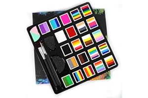 BVENDANO Professional Face Painting Kit for Kids Adults 22x10 gm One Stroke Split Cake Face Paint Palette Water Based Pro Quality Body Paint Rainbow Facepaint Makeup Palette