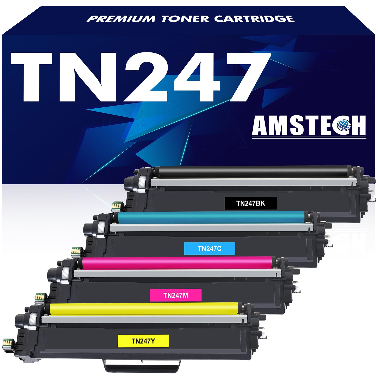 4-Packs Compatible for Brother TN-243CMYK Toner TN247 Toner for Brother DCP-L3550CDW DCP-L3510CDW HL-L3230CDW HL-L3210CW MFC-L3750CDW MFC-L3770CDW TN243CMYK TN243BK TN243C TN243Y TN243M