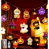HiPiiy Halloween String Lights with USB-Powered Decoration Featuring Mummies, Ghosts, Spiders,Witch, Skeletons, Witches, Black Cats-Cute Indoor Party Ornaments for Festive Decoration.（8 Elements）