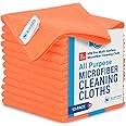 12" x 12" MW Pro Multi-Surface Microfiber Cleaning Cloths | Orange - 12 Pack | Premium Microfiber Towels for Cleaning Glass, Kitchens, Bathrooms, Automotive, Supplies & Products