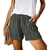 KISSMODA Womens Summer Shorts Leopard/Camo/Solid/Floral Print Elastic Waist Pocketed Casual Pants