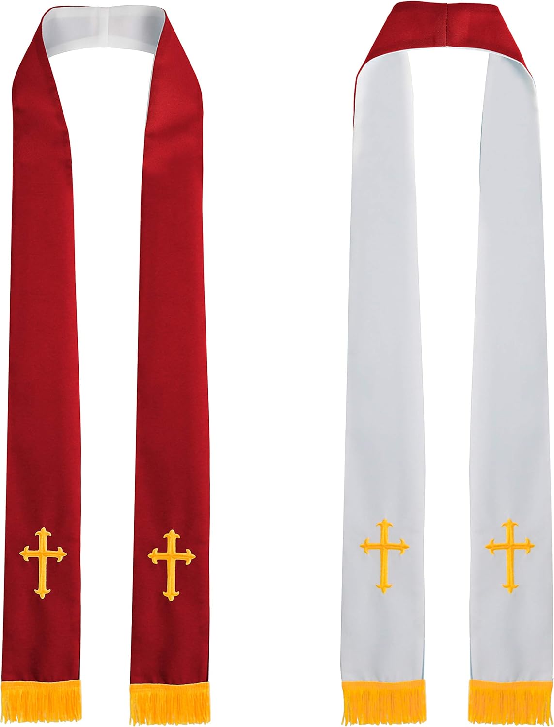 IvyRobes Unisex-adult's Reversible Clergy Mass Stole with Cross 90" Red/White: Clothing