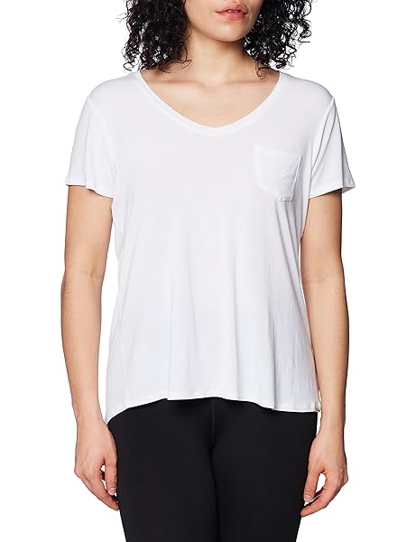 PRANA WOMEN’S FOUNDATION SHORT SLEEVE V-NECK T-SHIRT, WHITE, MEDIUM