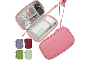 CAAORDKSO Electronic Organizer Travel Cable Accessories Bag, Electronic Organizer Case, Electronic Accessories Organizer Pouch Bag for Cable, Cord, Charger, Phone, Power Bank, Earphone (Pink)