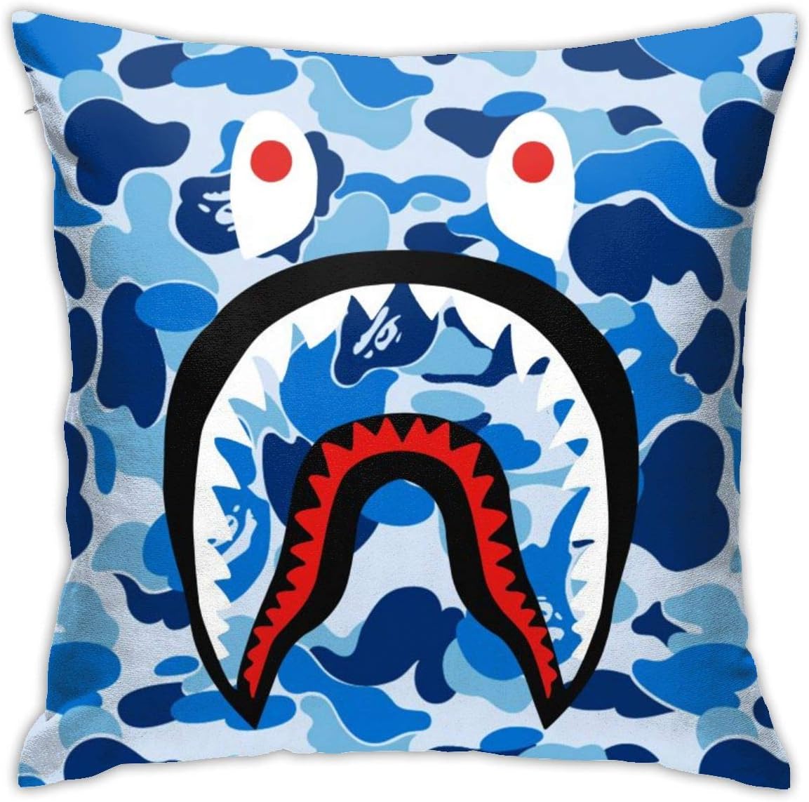 Trikahan Bape Shark Blue Camo Throw Pillow Covers Sofa Bed Throw Cushion Cover Decoration 18"" X 18
