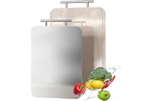 Titanium Cutting Board Double Sided Pure Titanium Cutting Boards for Kitchen, Pure titanium & Wheat Straw PP Food Grade metal