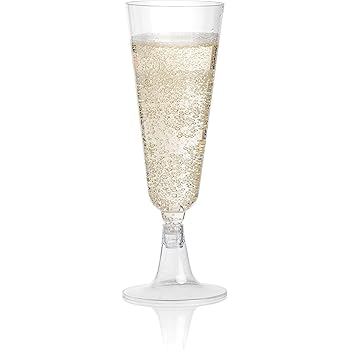 100 disposable plastic champagne flutes