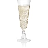 DRINKET Plastic Champagne Flutes 5oz Cups Toasting Glasses 2 Piece Champagne Flutes Set Bulk 100 Disposable Pk Shatterproof For Wedding Mimosa Bar Wine Party Supplies