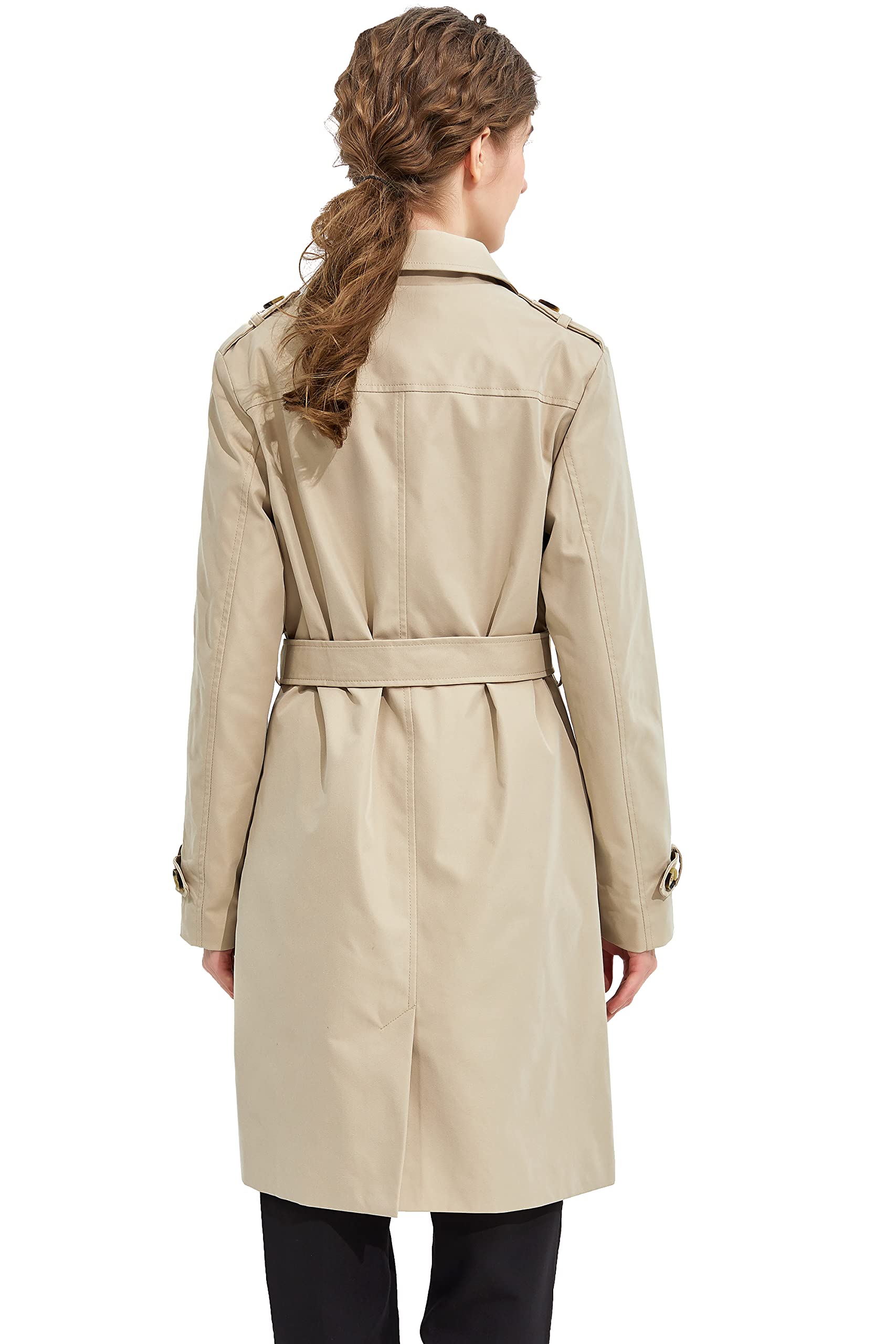 Orolay Women's Mid-length Trench Coat Double Breasted Dress Jacket Classic Lapel Slim Overcoat with Belt