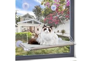 LOSODONA Cat Window Perch - Cat Window Hammock Cat Bed Window for Large Cats, Space Saving Cat Shelves Window Mounted Safety Cat Seat, Providing All Around 360° Sunbathe for Indoor, for All Seasons