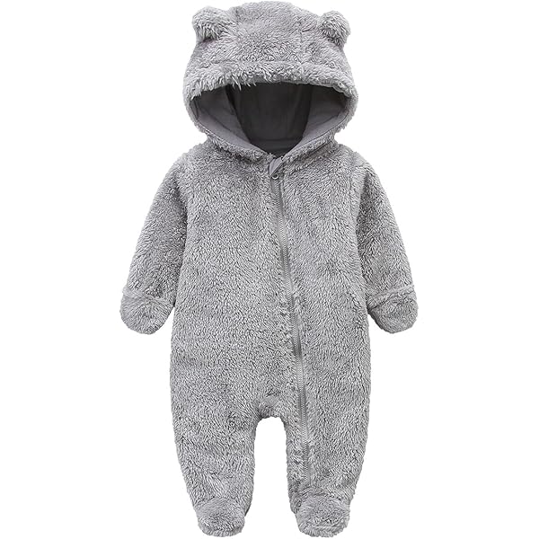 Baby Bear Suit 9-12 Months, Brown Baby Furry Jumpsuit Infant Bear