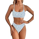 SweatyRocks Women's 2 Piece Bikini Set Ditsy Floral Print High Cut Bathing Suit Beachwear