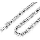 HZMAN Franco Chain for Men 3mm/4mm/5mm/6mm Stainless Steel Men's Chain Square Box Link Chain Necklace 16-30 Inch