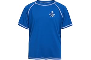 Quad Seven Boys' Rash Guard Shirt - Short Sleeve Swim Shirt (Size: 5-18)