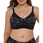 Redgray Minimizer Bras for Women Plus Size, Full Coverage Lace Unlined Bras with Underwire Support for Heavy Breast