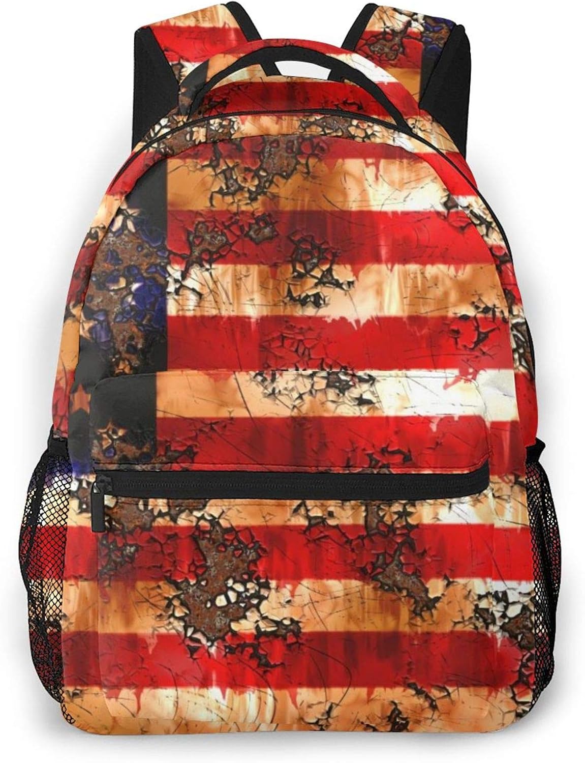american flag vintage retro Campus Backpack Daypack Travel Bags Laptop