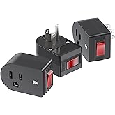 [ETL Listed] Cable Matters 3-Pack Grounded Outlet Switch, Black | On Off Switch, 15A 1875W Rated, Manual Power Control, Grounded 3-Prong Plug
