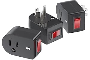 [ETL Listed] Cable Matters 3-Pack Grounded Outlet Switch with On Off, Plug Switch On Off, Single Outlet Adapter, Black
