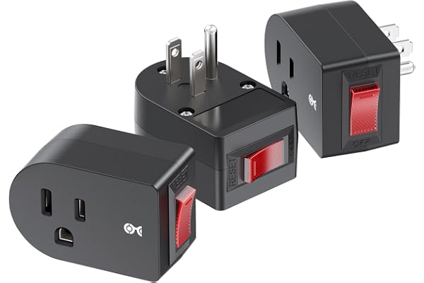Cable Matters [cETL Listed] 3 Pack Grounded Outlet with ON Off Switch, Single Outlet Switch / Plug Switch in Black