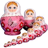 YAKELUS Russian Nesting Dolls for Kids Matryoshka Doll 10pcs Handmade