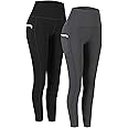 Fengbay 2 Pack High Waist Yoga Pants, Pocket Yoga Pants Tummy Control Workout Running 4 Way Stretch Yoga Leggings