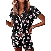 Ekouaer Womens Pajama Sets Button Down Lounge Set 2 Piece Loungewear Soft Sleepwear Short Sleeve Pjs with Pockets