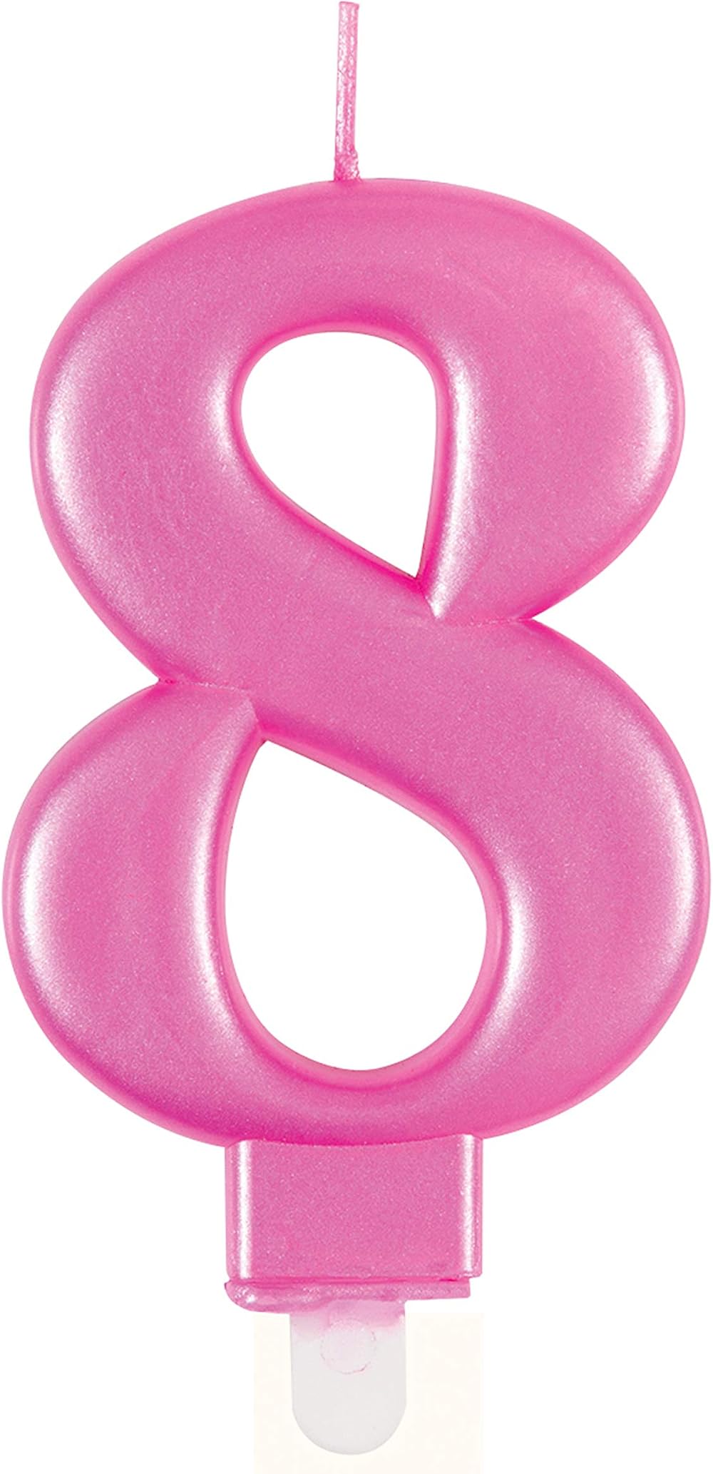 Unique Dazzling Metallic Pink Number 8 Birthday Candle 1 Pc
