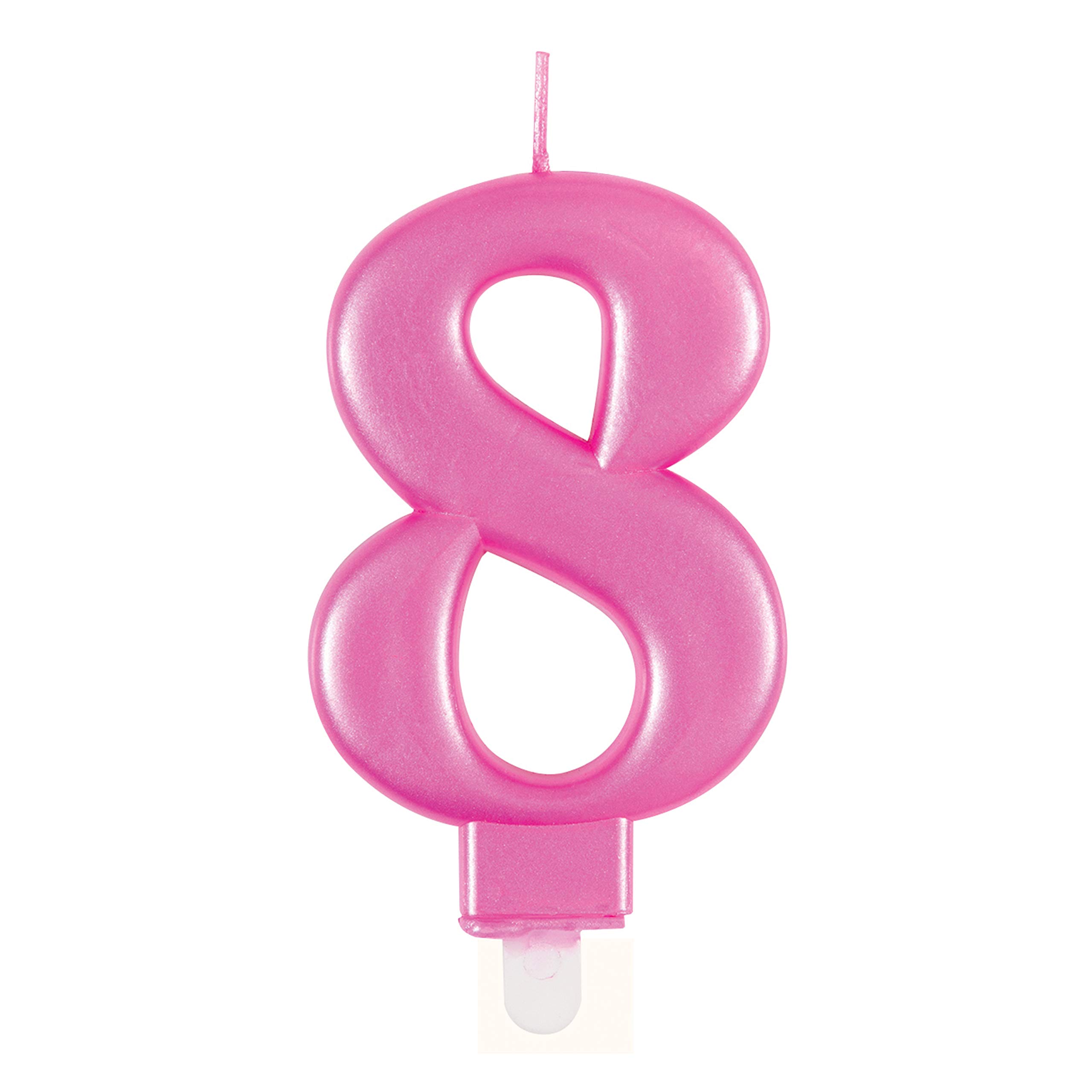 Dazzling Metallic Pink Number 8 Birthday Candle - Perfect Cake Topper for Unforgettable Milestones - 1 Pc