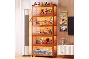Display Cabinet Acrylic Curio Cabinet with Lock Acrylic Glass Display Cabinet Natural Bamboo China Cabinet Cabinet Easy to In