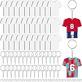 JMZYJZH 90 Pcs Sublimation Keychain Blanks, Wood Shirt Shape Sublimation Key Chains Blank Bulk for DIY Keychains Crafting