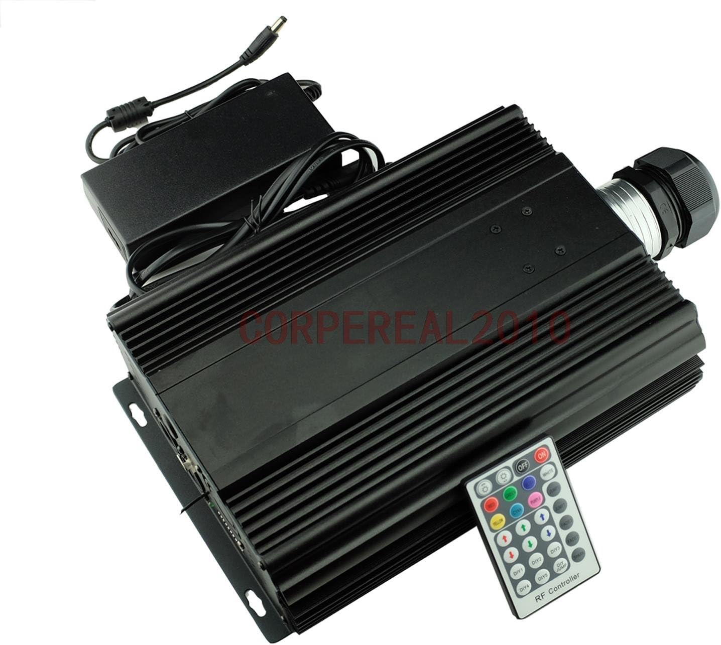 corpereal Fiber Optic Light Illuminator 90w RGB Led Bulb Dimmable Color Changine DMX 28-Key RF Remote Fiber Optic Illuminator for All End-Glow & Side-Glow Fiber Optics Cable