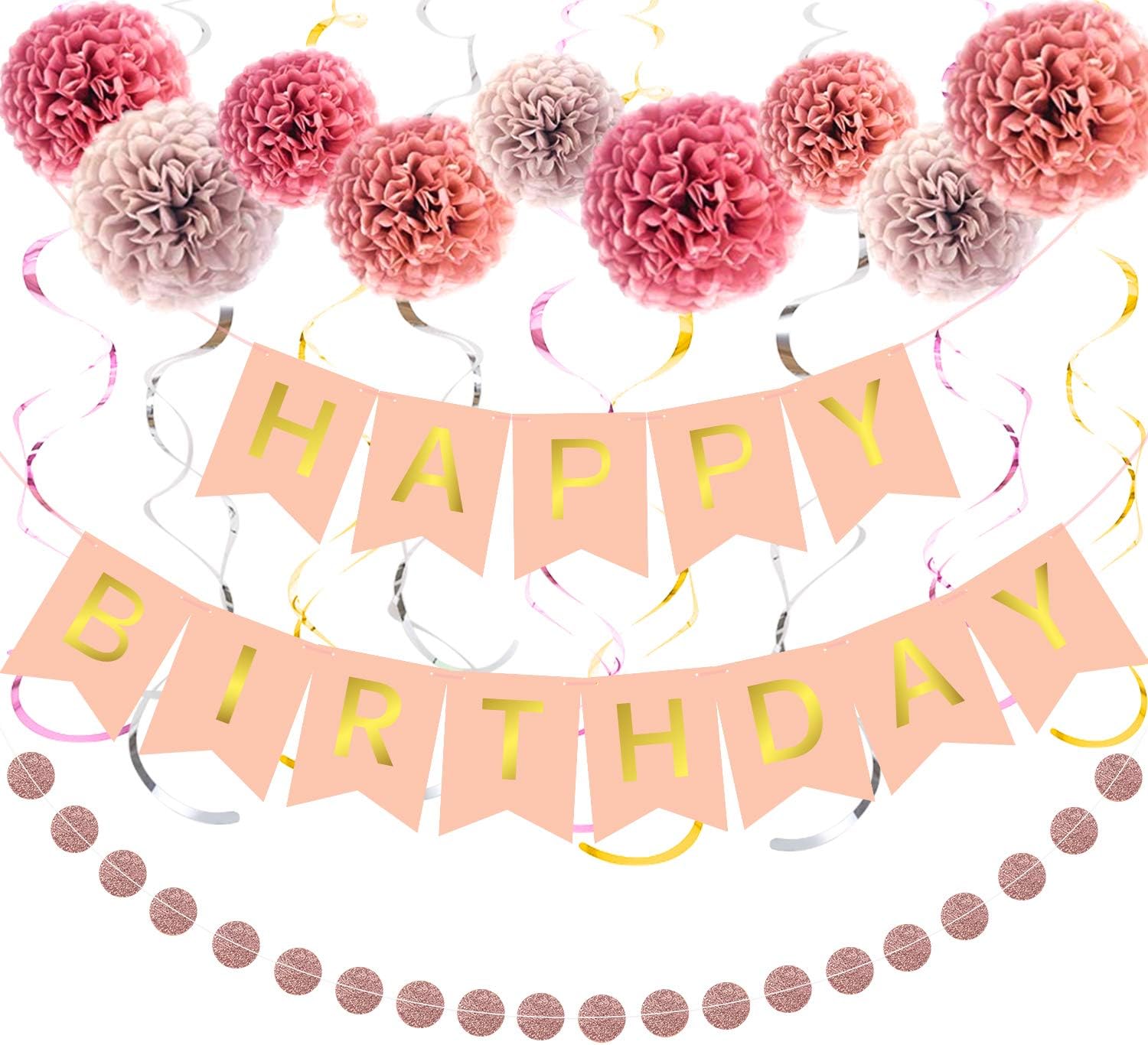 Rose & Gold Birthday Decorations
