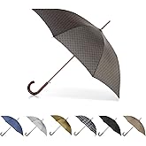 Totes Eco Auto Open Umbrella Classic Wooden J Stick Handle with Easy Grip - Windproof, Rainproof and Durable Canopy Design – Versatile Travel, Perfect for Rainy Days