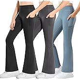 Stelle Girl's Flare Leggings with Pockets High Waisted Bootcut Yoga Pants Kids Dance Bell Bottoms Leggings