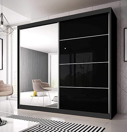 Checo Home And Garden Stylish Sliding Door Wardrobe F31 Black