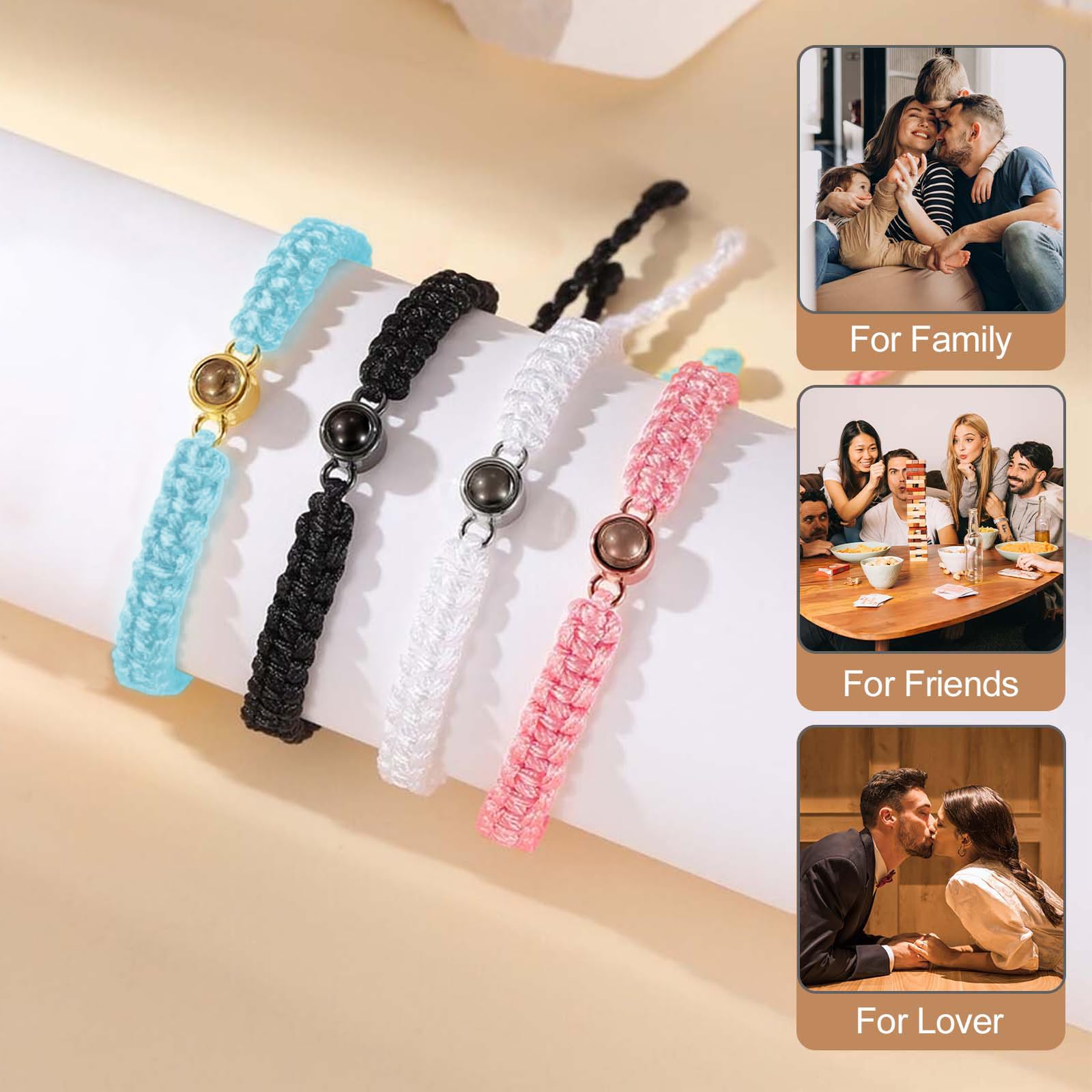 Fincekoom Custom Bracelet with Picture Inside,Projection Picture Bracelet Personalized Photo,Customized Photo Bracelets Gifts Memorial Gifts for Couples/Women/Men