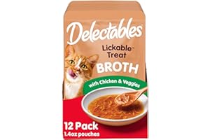 Hartz Delectables Savory Broths Chicken & Veggies Lickable Wet Cat Treats, 12 Count