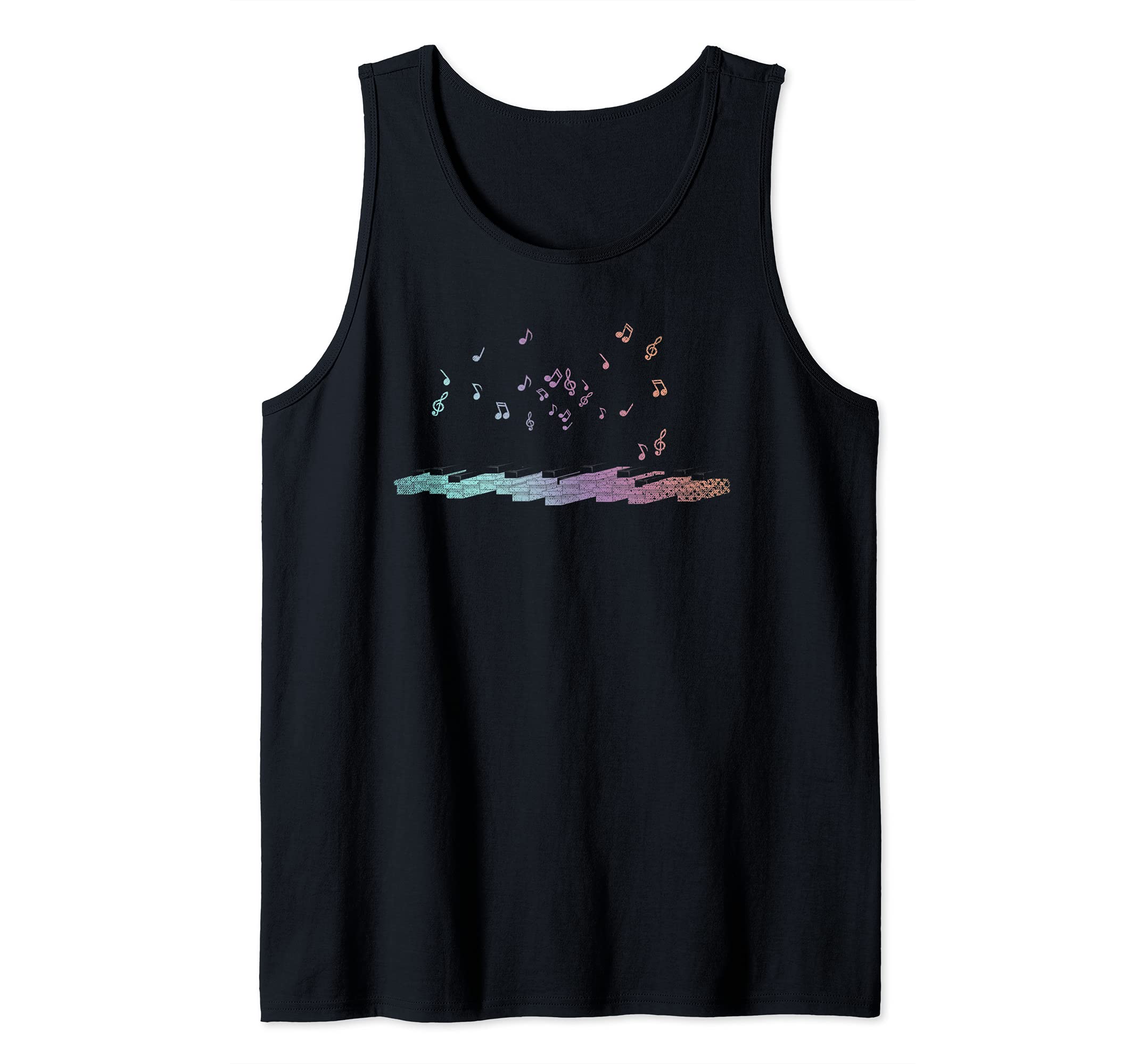 Music Notes Pianist Musician Piano Keyboard Colorful Piano Tank Top